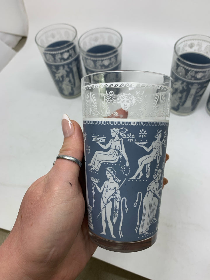 5 VTG GREEK STYLE TUMBLERS.