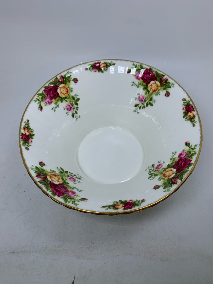 VTG FOOTED TALL BOWL W/ GOLD EDGE.
