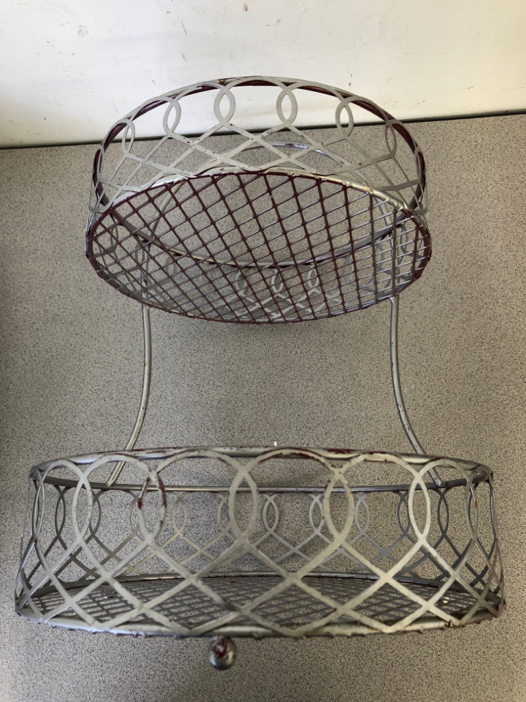 GREY WIRE 2 TIER SHELF ORGANIZER W/HANDLE.
