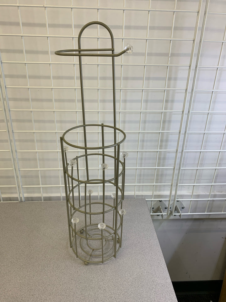 GREY METAL TOILET PAPER HOLDER W/CLEAR JEMS.