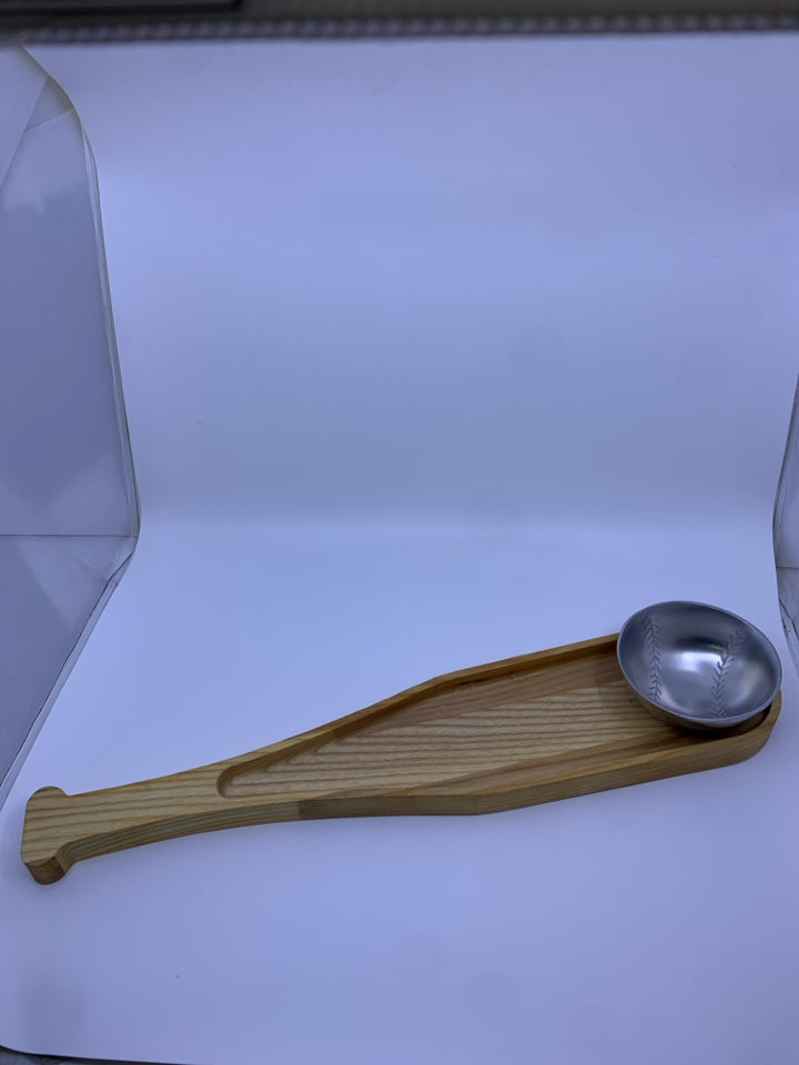 WOOD BASE BALL BAT CHIP AND DIP SERVER.