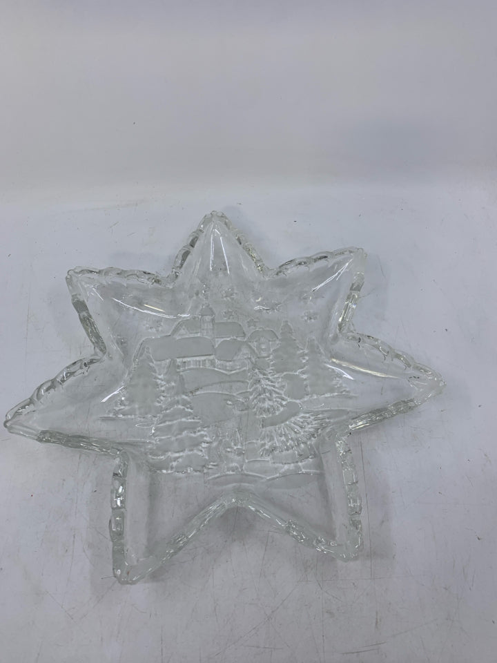 WINTER SCENE GLASS STAR SERVER.