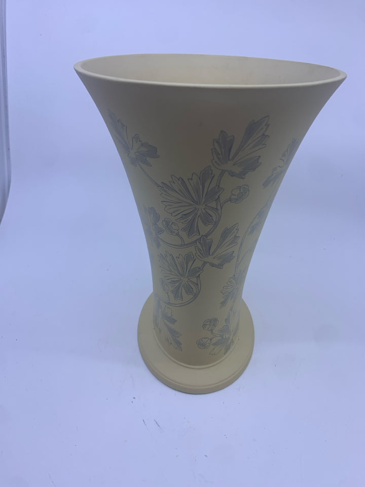 YELLOW WIDE FLORAL SPRAY VASE- WEDGWOOD INTERIORS.