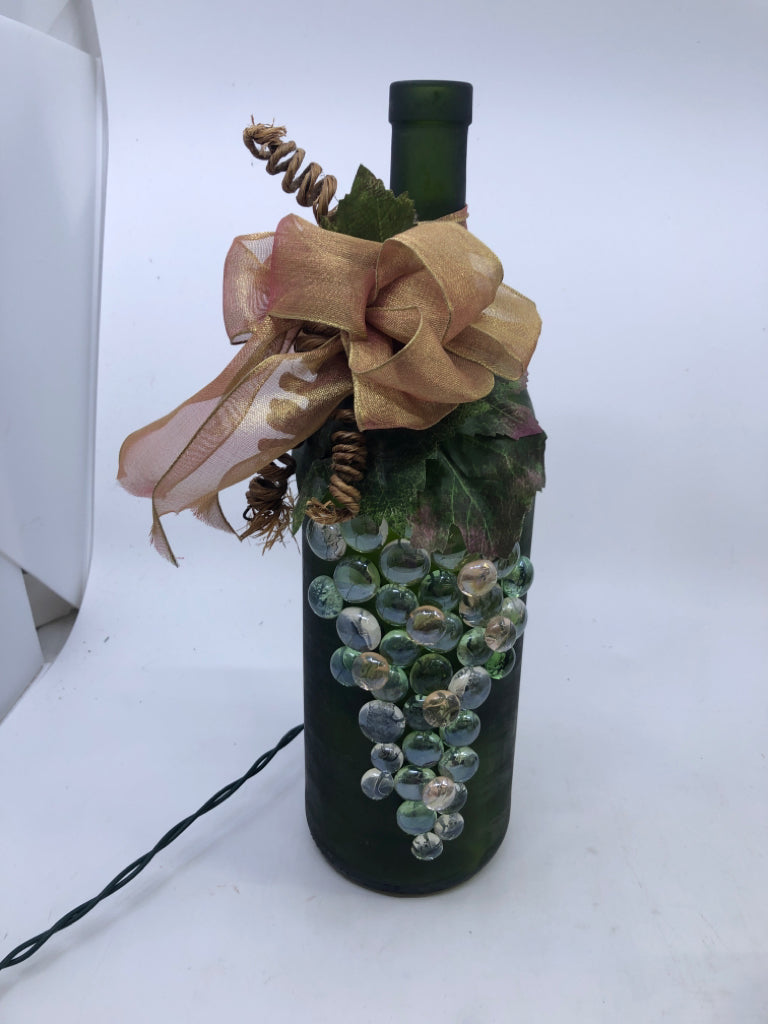 GREEN FROSTED LIGHT UP WINE BOTTLE.