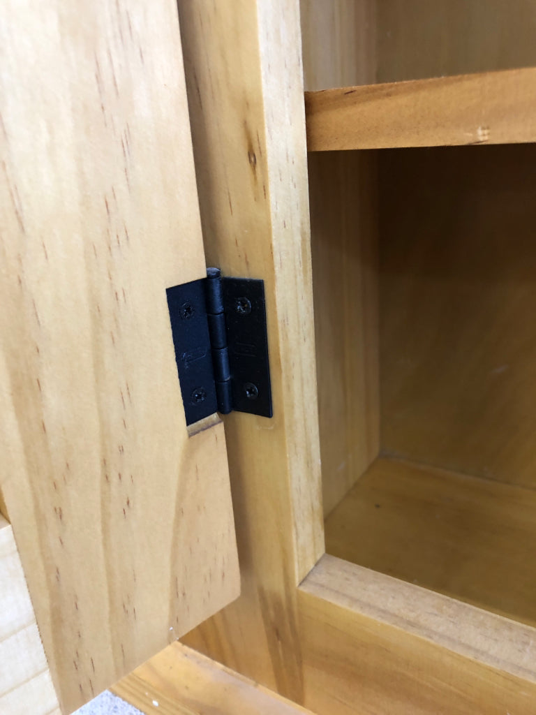 LIGHT WOOD MEDICINE CABINET W/2 SHELVES.