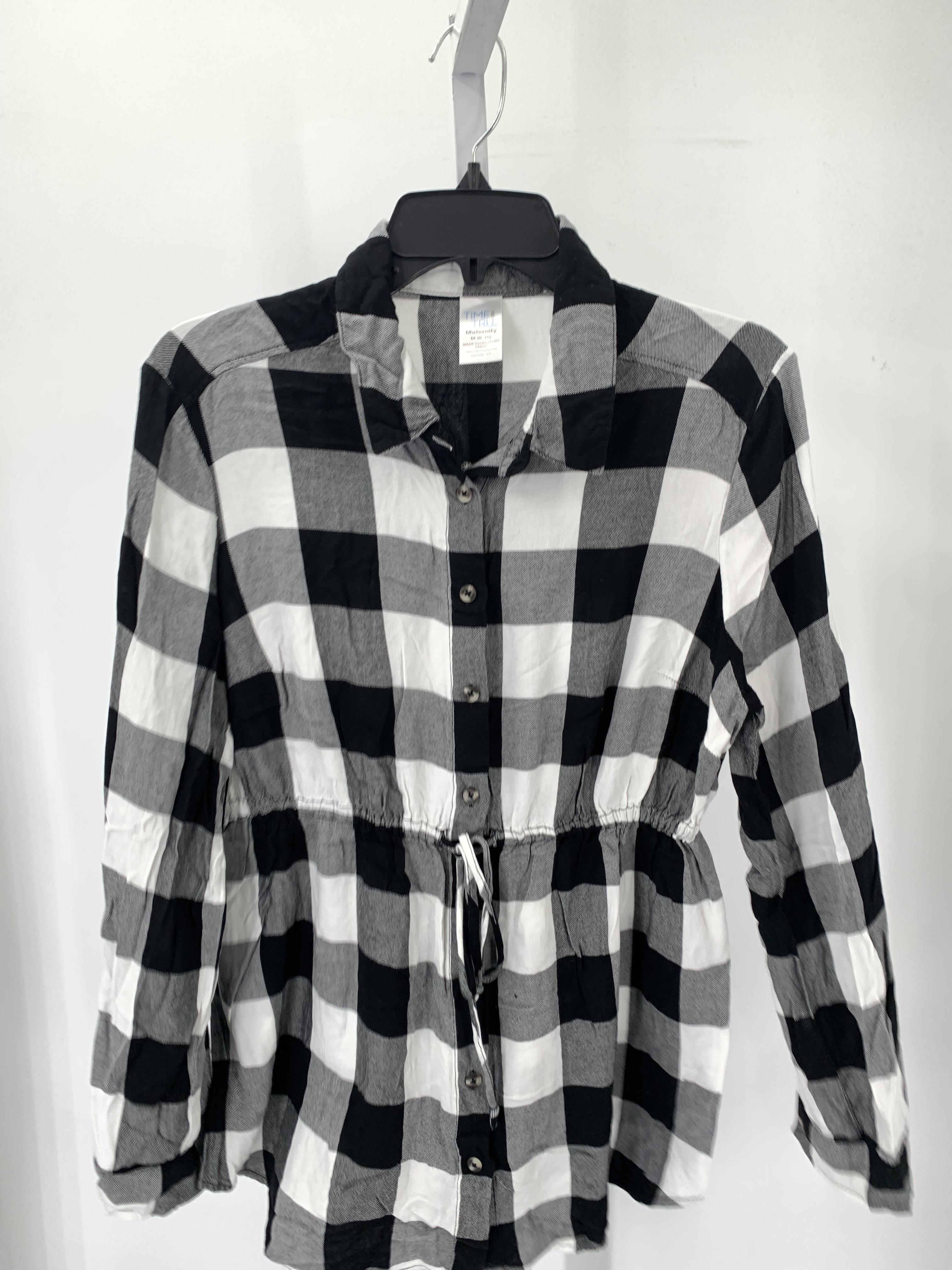 Time and Tru Blk/Wht Size Medium Maternity Long Sleeve Shirt