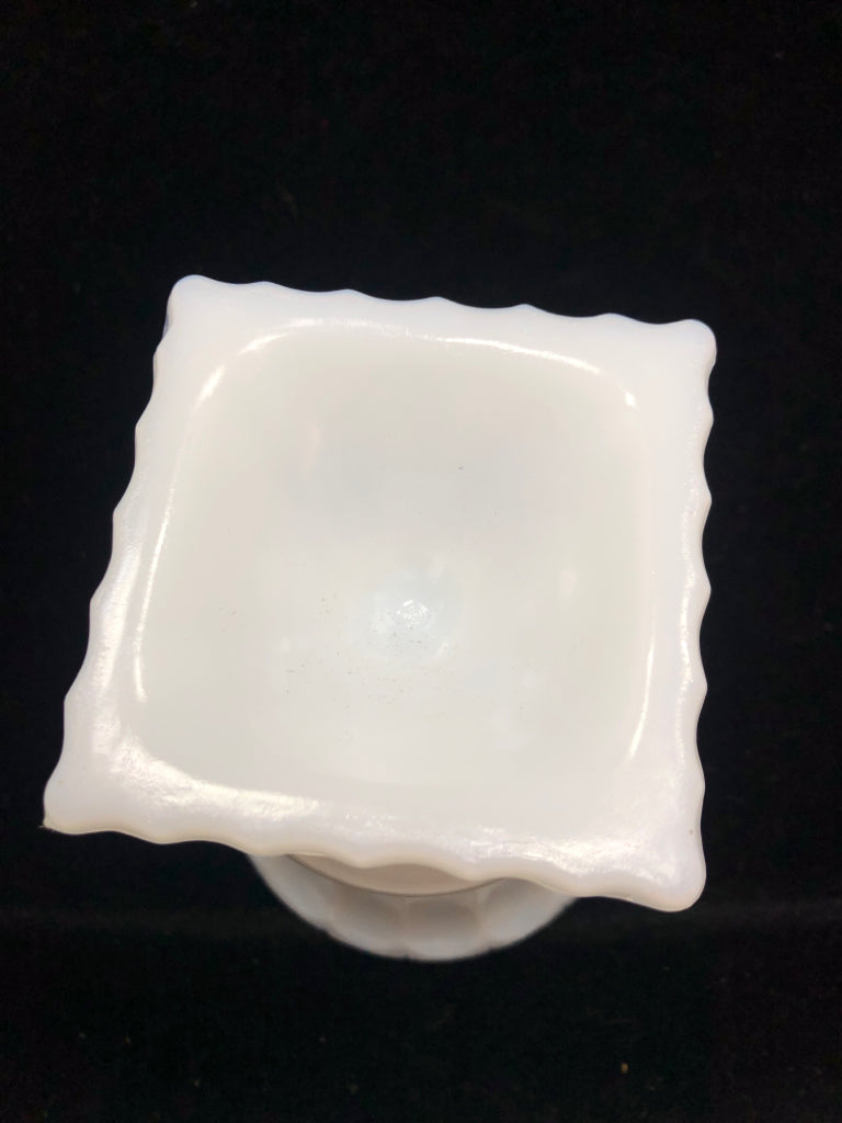VTG MILK GLASS PEDESTAL PLANTER.
