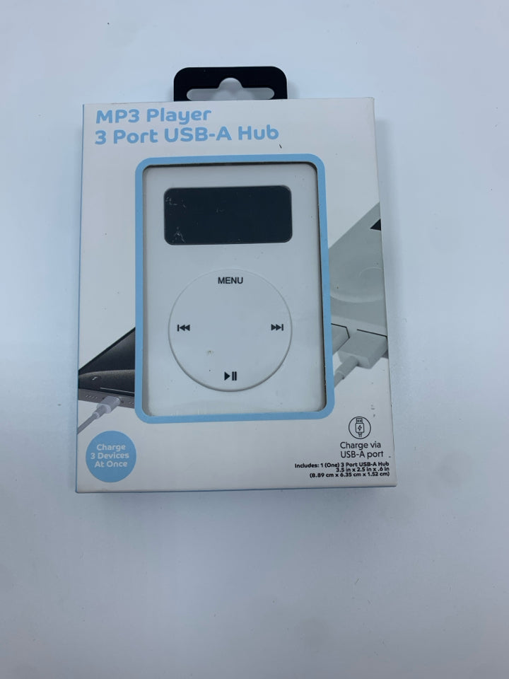 NIB MP3 PLAYER 3 PORT USB-A HUB.