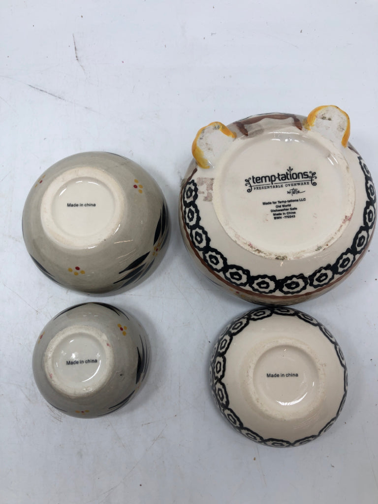 5PC COVERED OWL MEASURING CUPS.