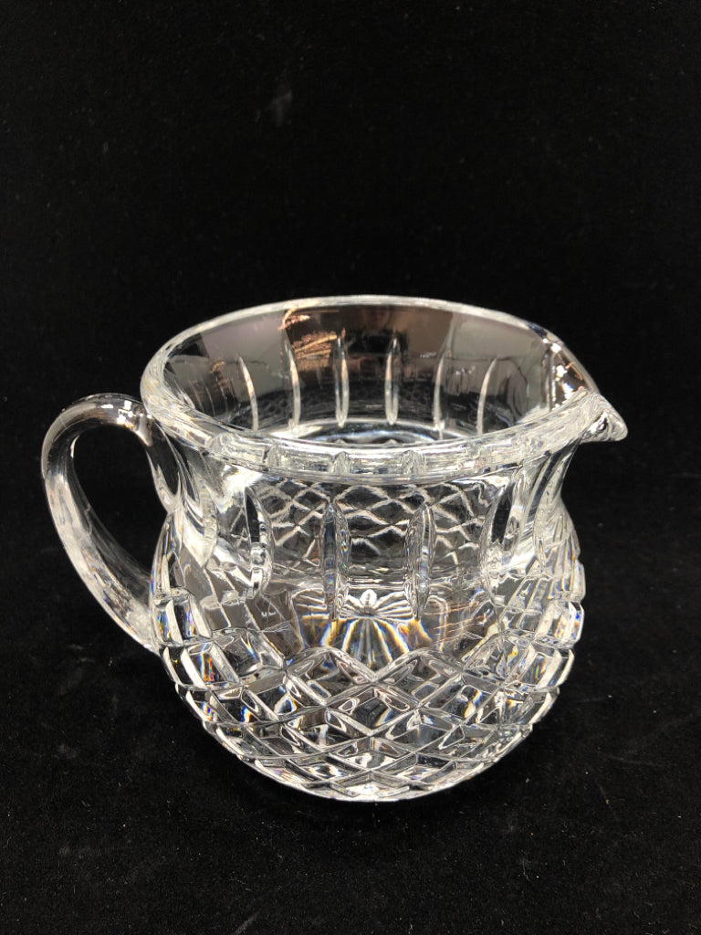 HEAVY CUT GLASS DIAMOND PATTERN PITCHER.