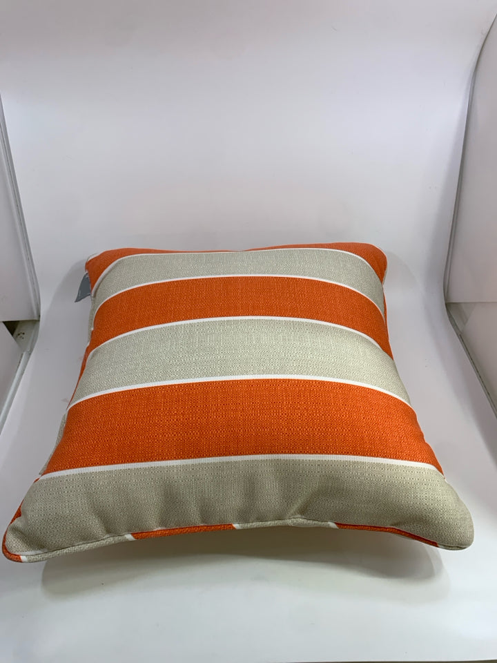ORANGE & CREAM DOMAIN STRIPED PILLOW.