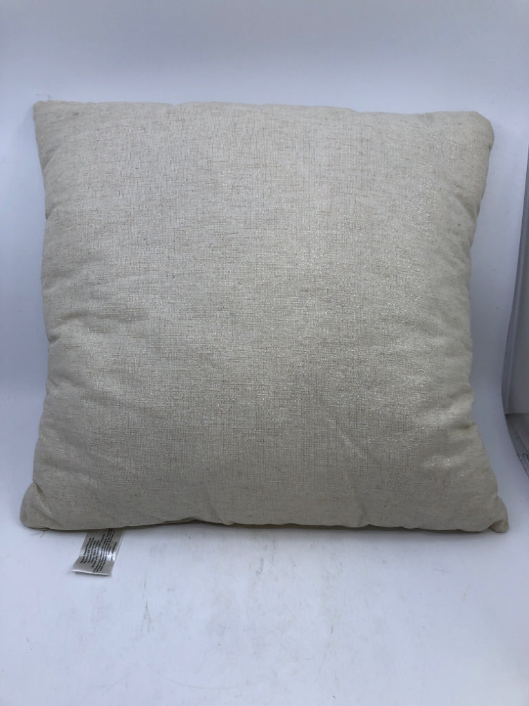 CREAM "PEACE ON EARTH" ACCENT PILLOW.