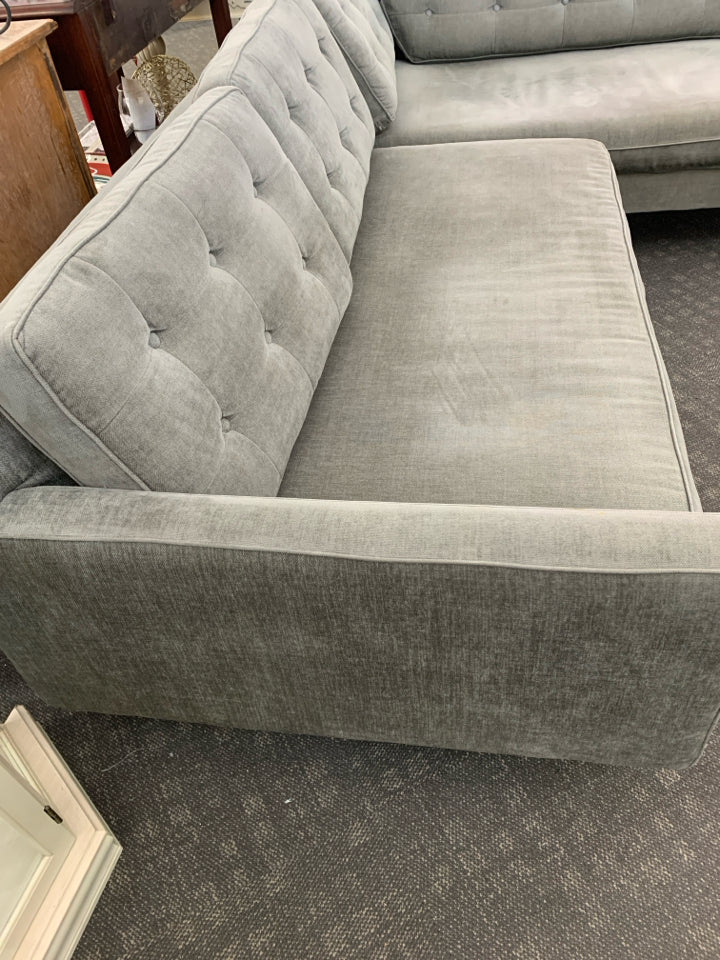 WEST ELM CHARCOAL GREY SECTIONAL SOFA *MINOR WEAR*.