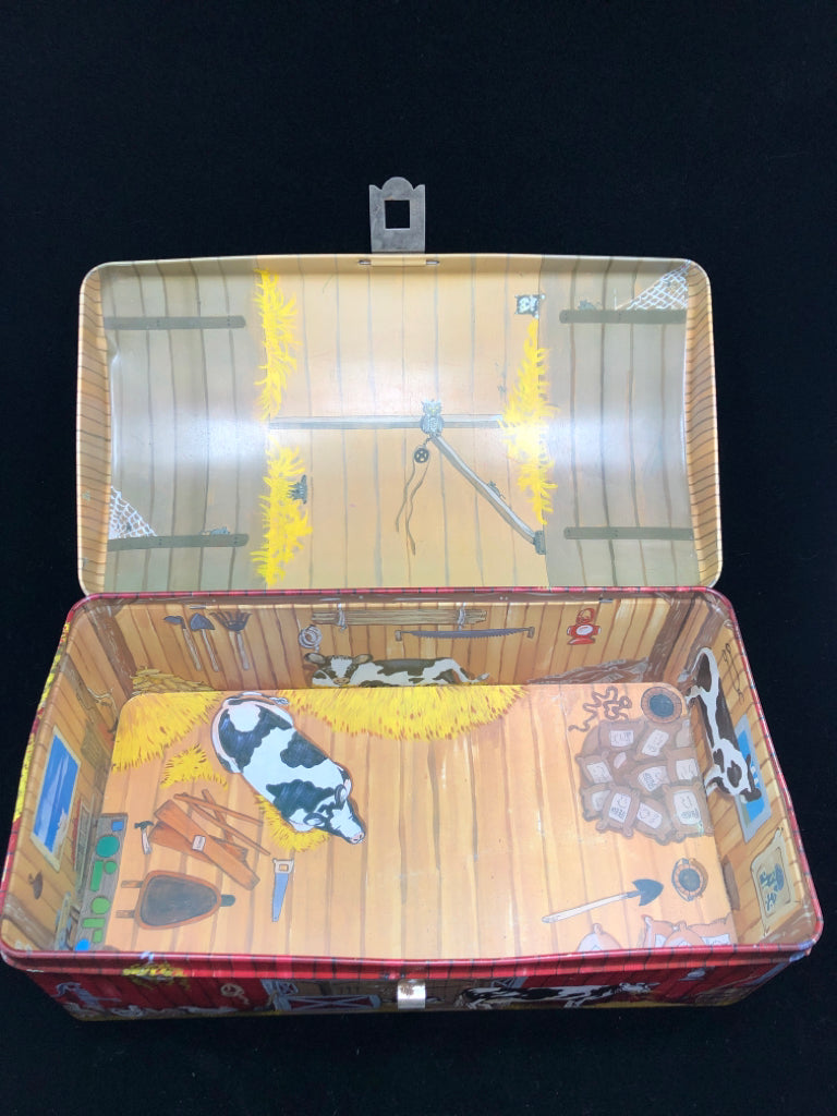 BARN SHAPED STORAGE TIN.
