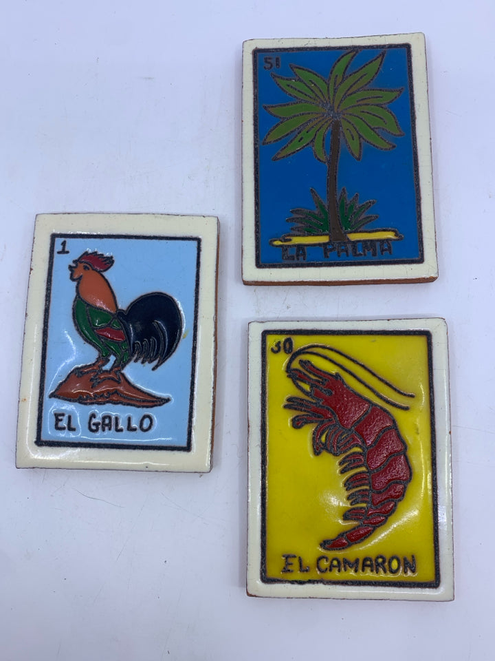 3 PC TERRA COTTA PAINTED TILES DECOR.