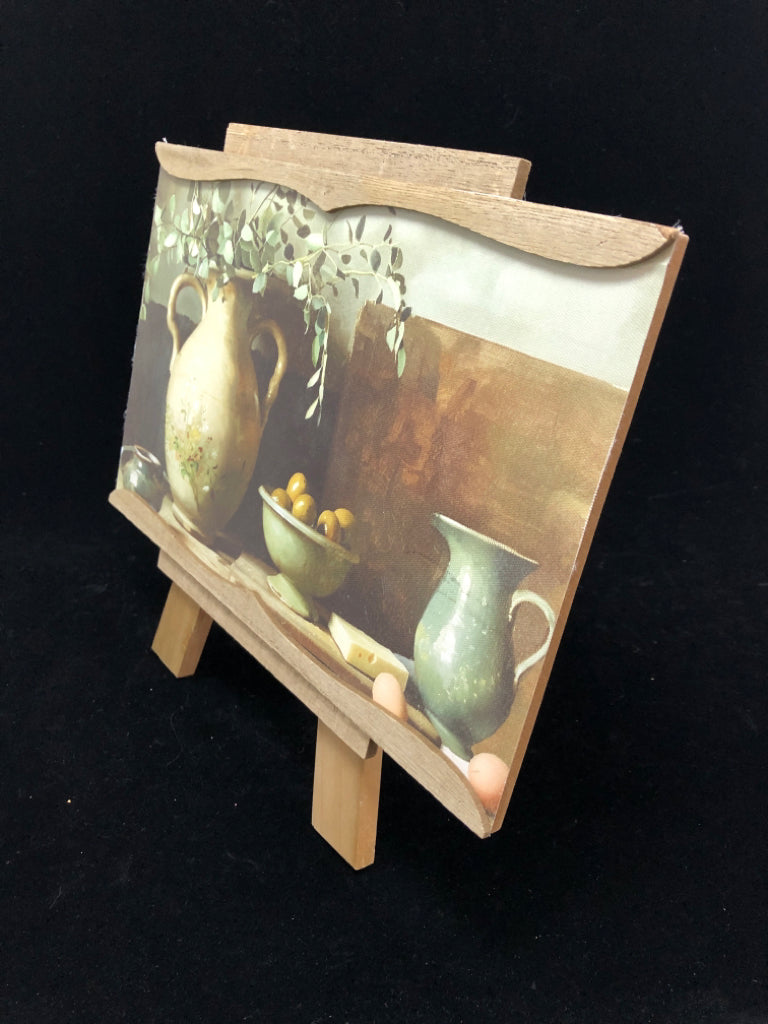 RUSTIC KITCHEN STILL LIFE EASEL ART.