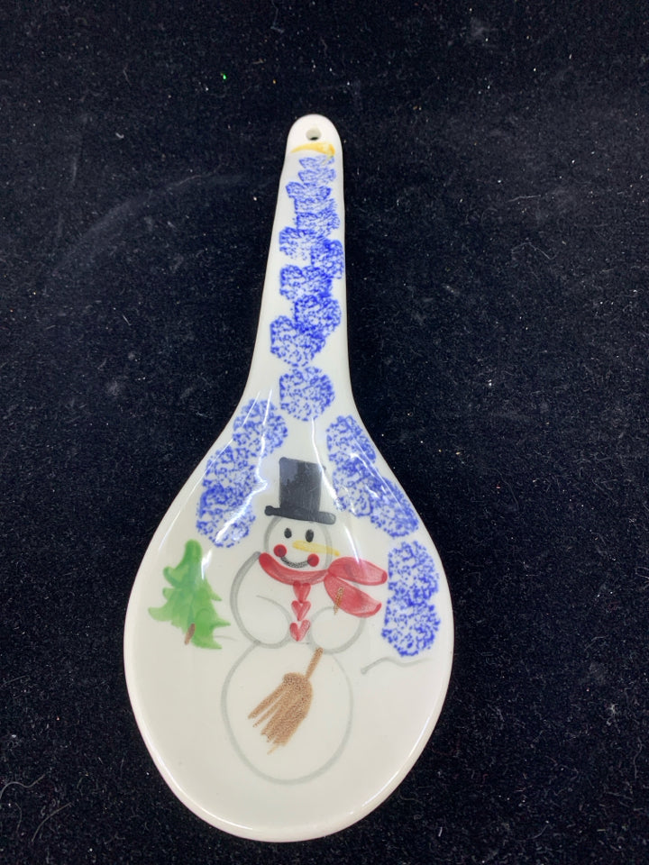 CERAMIC SNOWMAN SPOON REST.