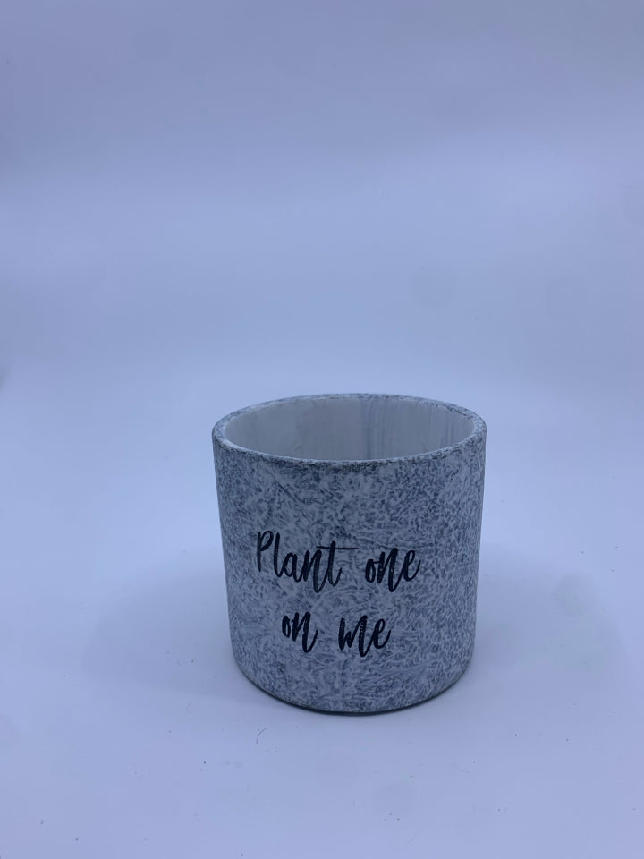 FAUX MARBLE CERAMIC PLANTER "PLANT ONE ON ME".