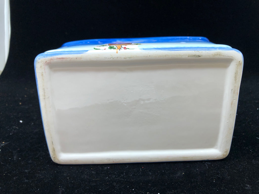 RECTANGLE PAINTED SNOWMAN CANISTER.