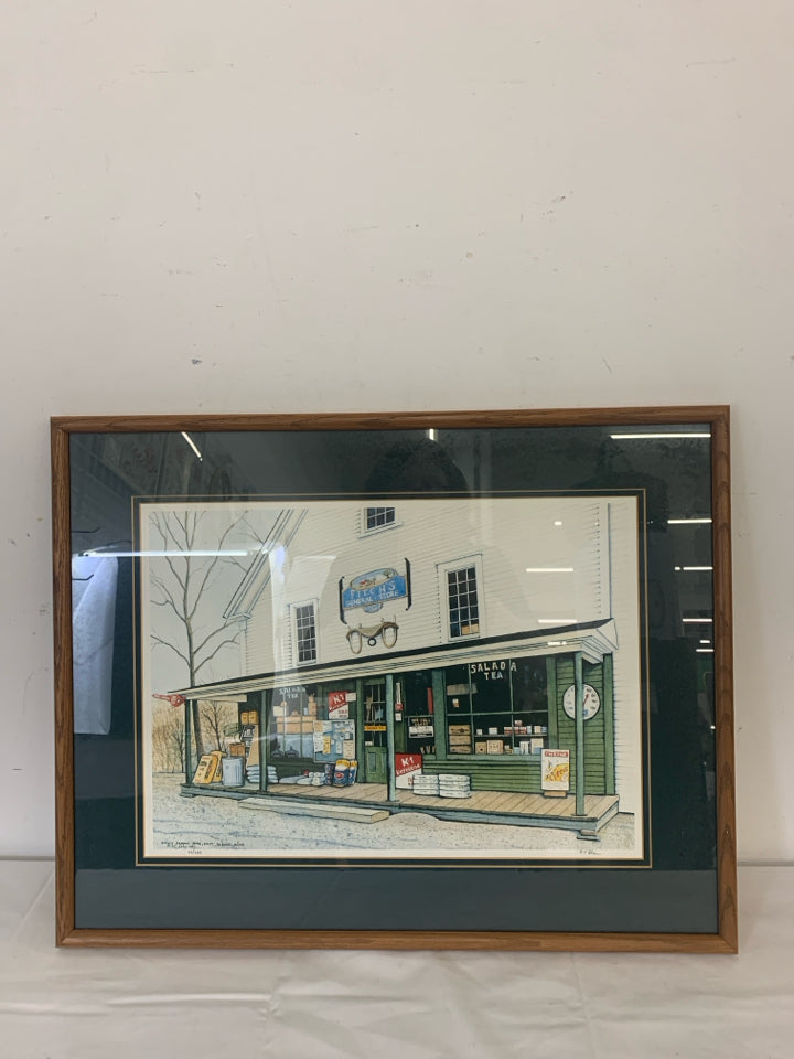 FITCH'S GENERAL STORE PAINTING IN FRAME.