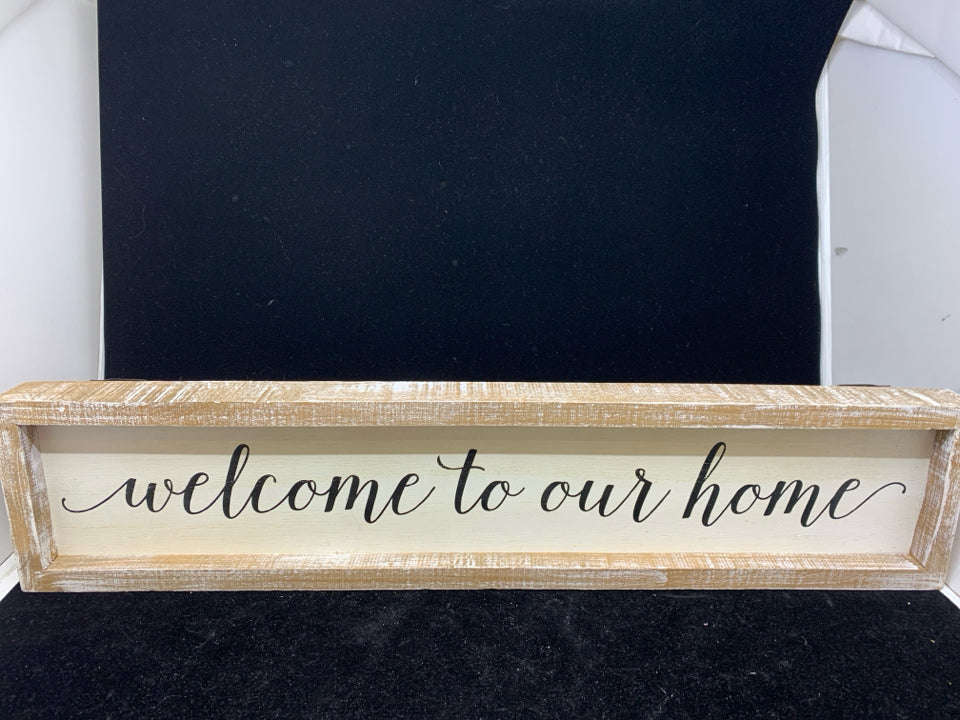 "WELCOME TO OUR HOME" DISTRESSED WOOD SIGN.