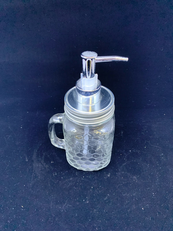 MASON JAR SOAP DISPENSER - HONEYCOMB DESIGN W/ BEE.