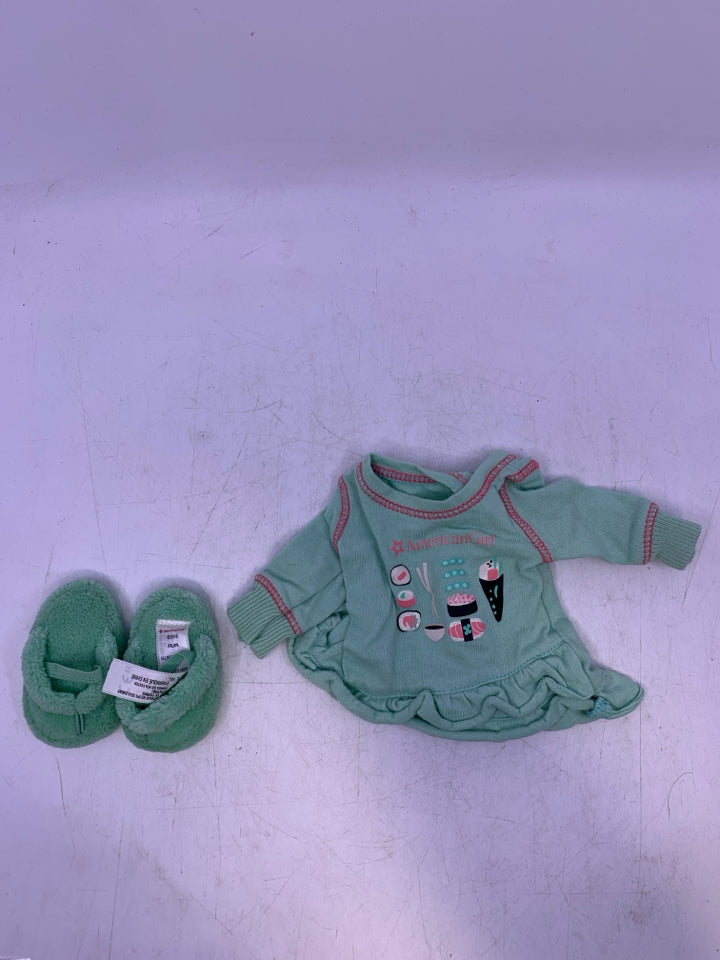 American Girl Doll Truly Me "That's How We Roll" Pajama Top & Slippers