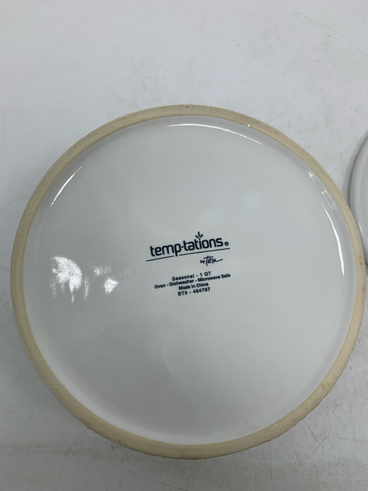 COVERED EMBOSSED CASSEROLE.
