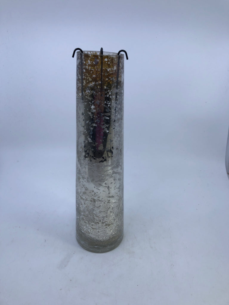 SHORT MERCURY GLASS TEA LIGHT HOLDER.