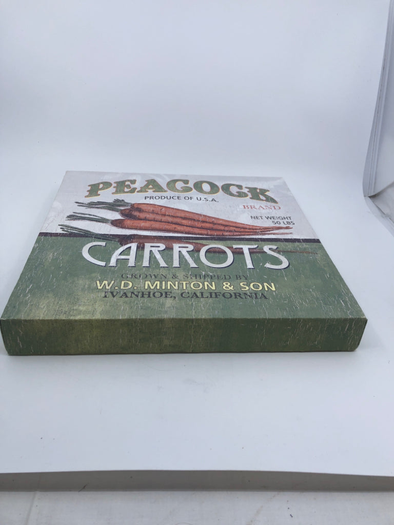 PEACOCK CARROTS CANVAS WALL ART.