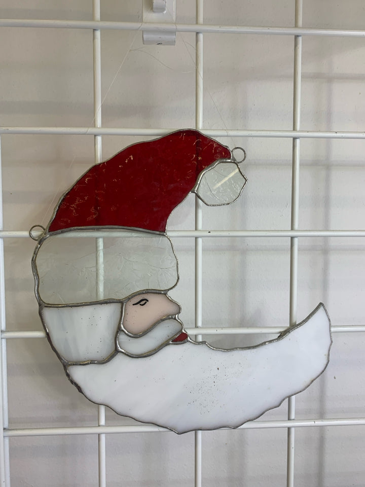 SANTA STAINED GLASS MOON SHAPE.