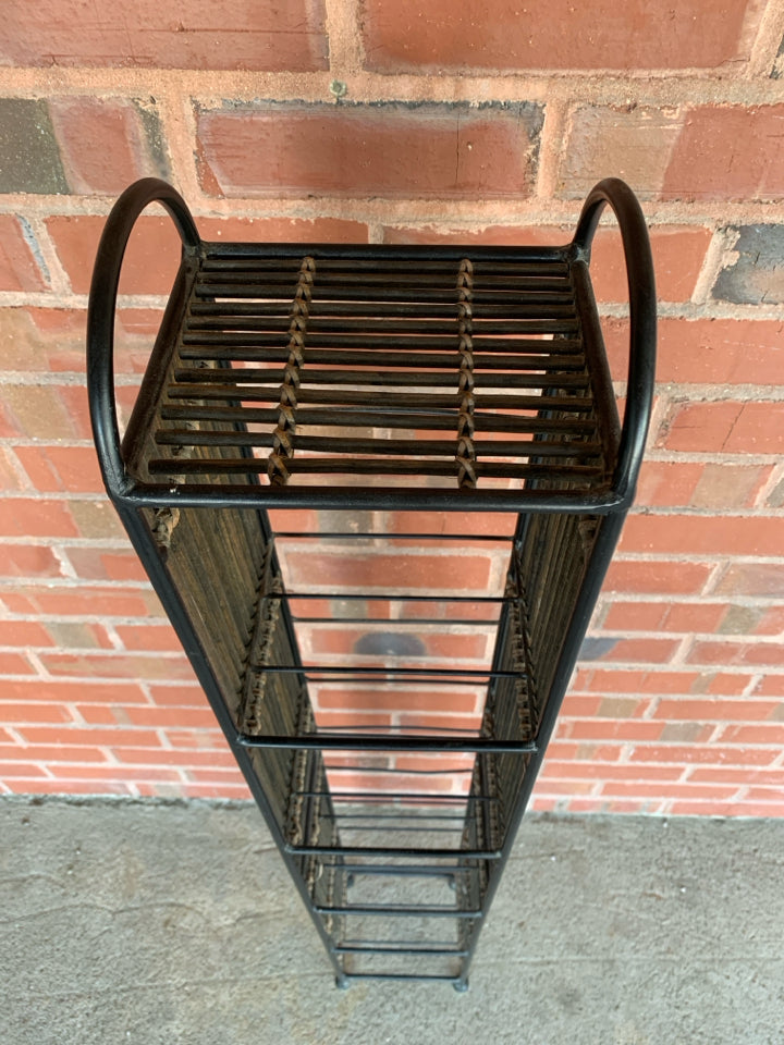 METAL AND BAMBOO 6 SHELF PLANT STAND.