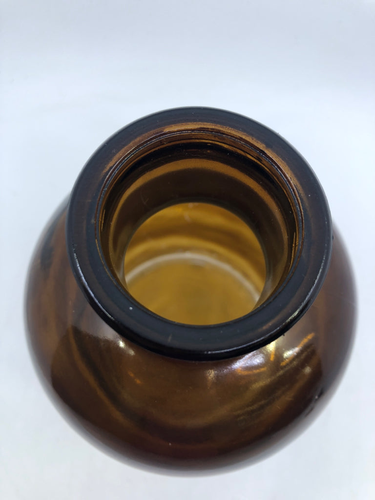 DARK BROWN GLASS VASE/BOTTLE.