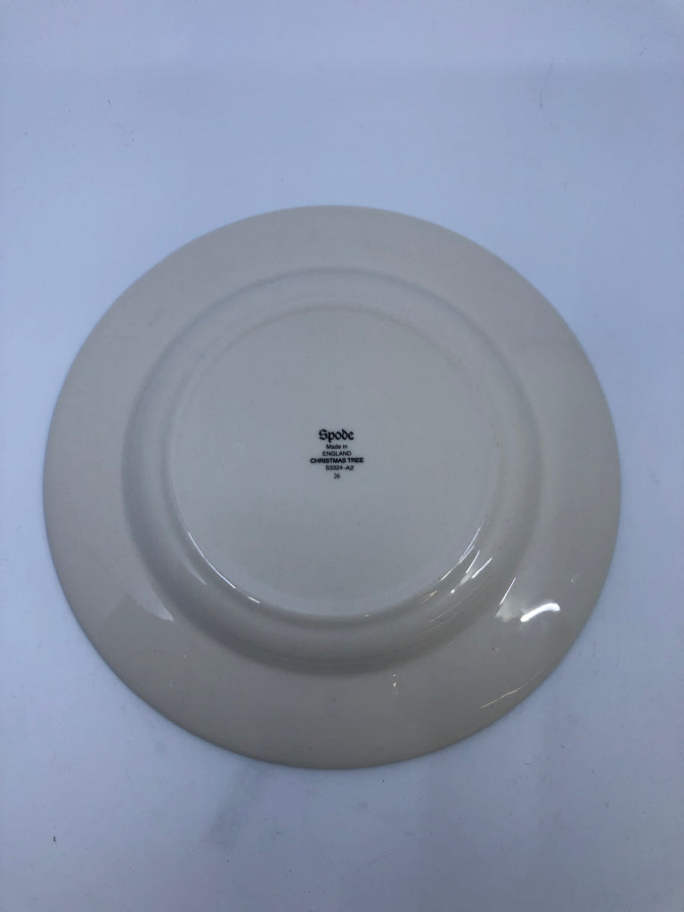 SPODE CHRISTMAS TREE "JOY TO THE WORLD" GREEN EDGE PLATE.