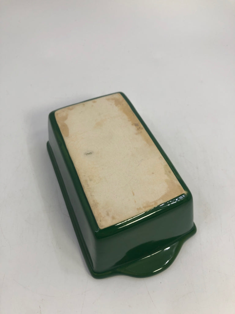 JADE GLAZED STONEWARE LOAF PAN.
