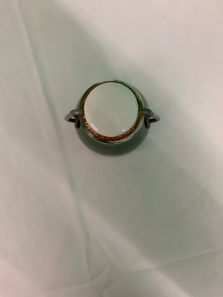 GREEN POTTERY BOTTLE W CLASP.