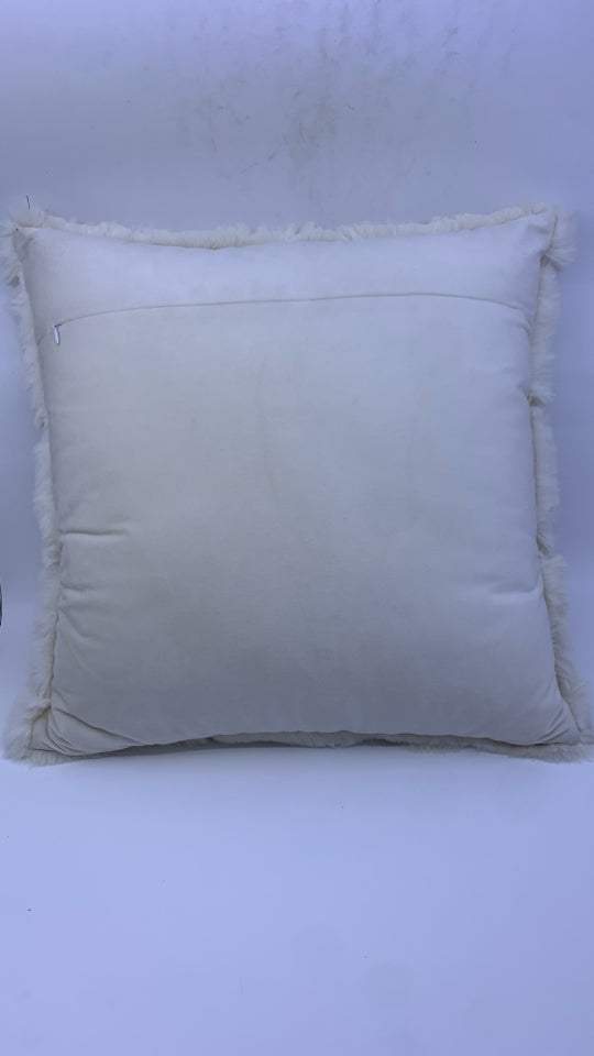 CREAM FURRY ONE SIDED PILLOW.