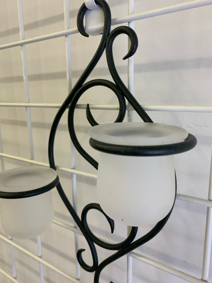 METAL SCROLL CANDLE HOLDER WALL SCONCE.