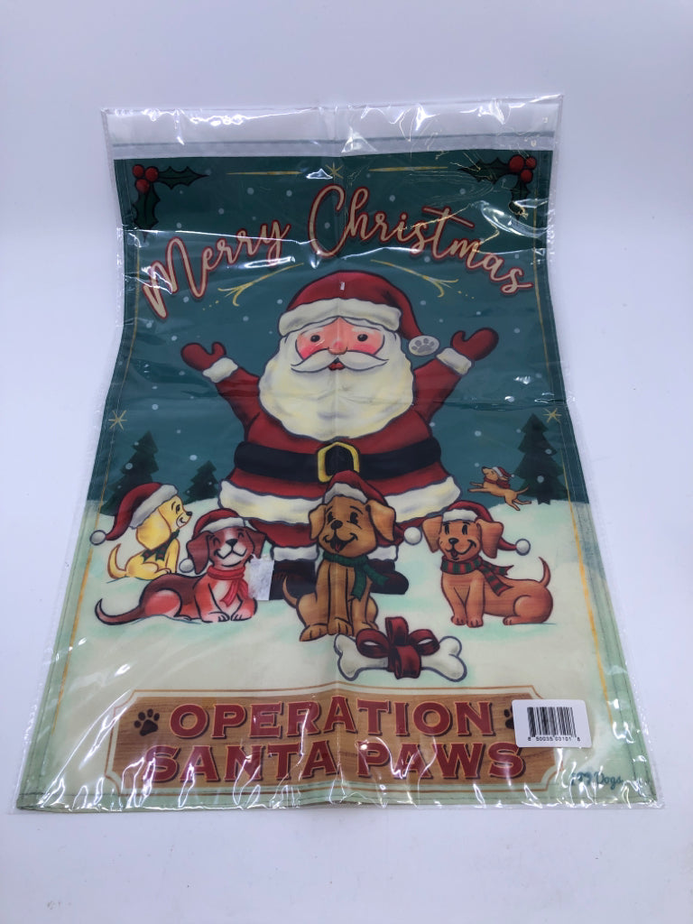 NIP SANTA YARD FLAG "MERRY CHRISTMAS" WITH POLE.