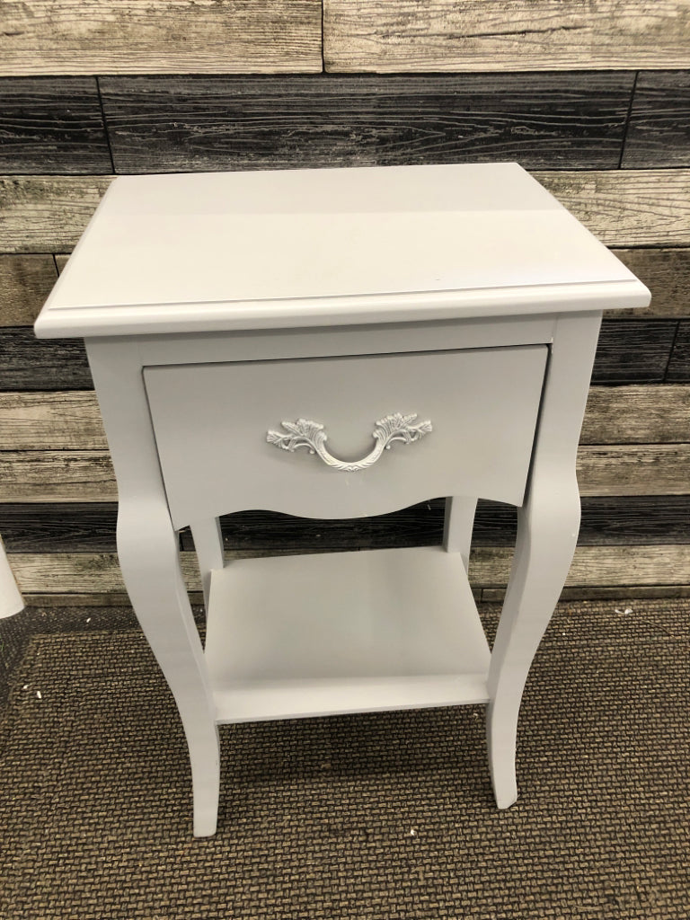 LIGHT GRAY END TABLE.