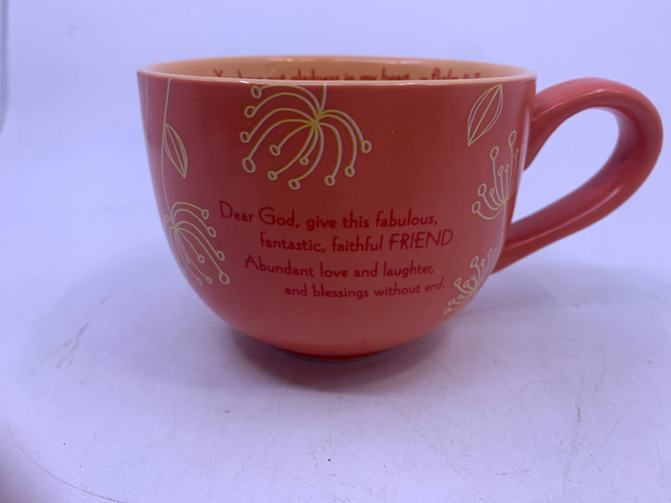 DEAR GOD- SALMON PINK MUG.