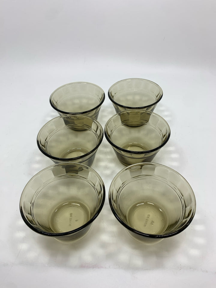 6PC AMBER GLASS RAMEKINS.