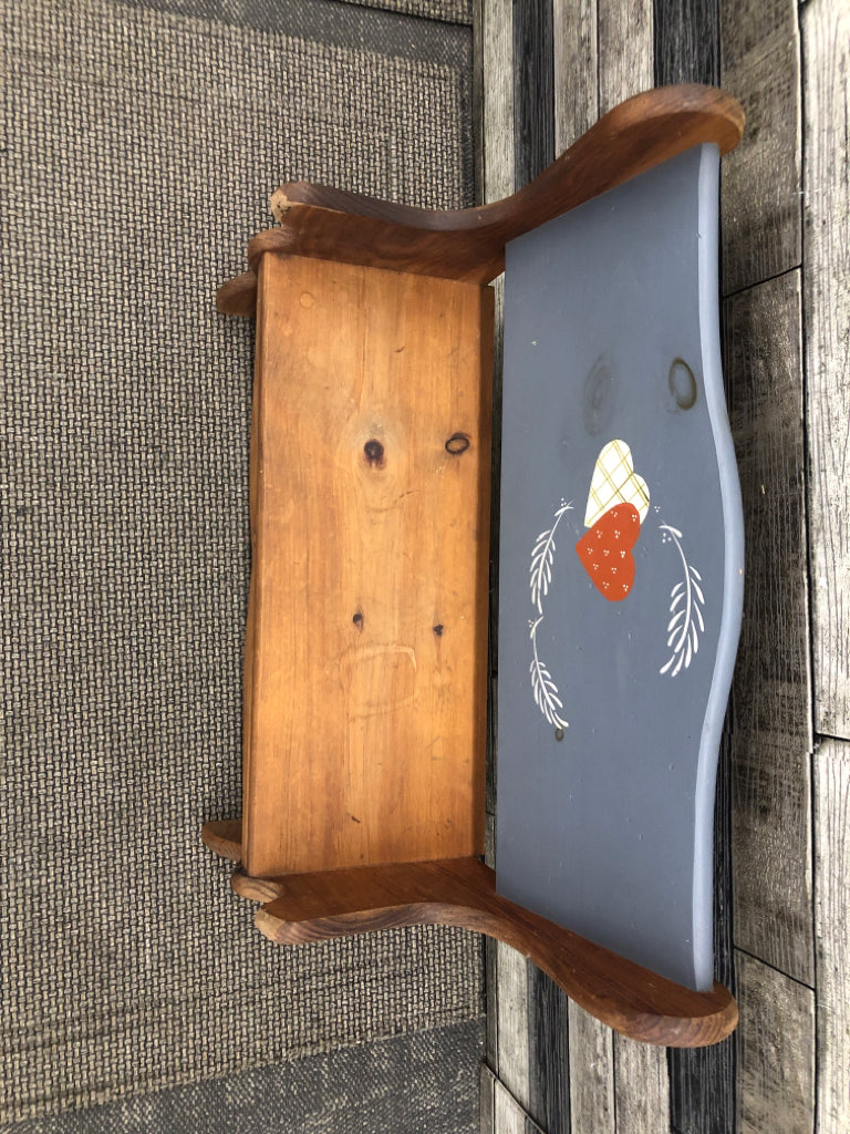 WOOD PAINTED BENCH PLANT STAND/ DOLL BENCH.