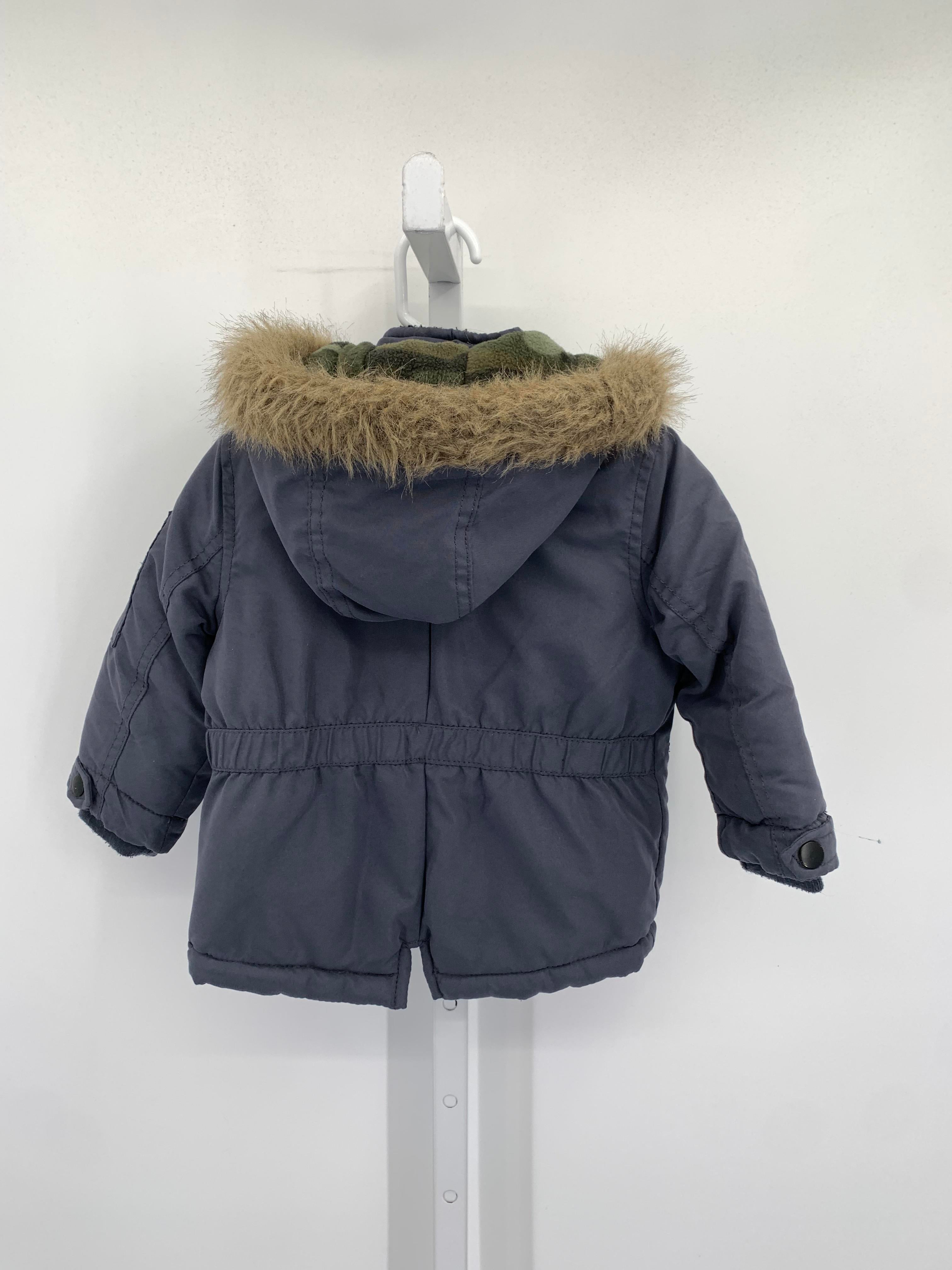 DUSTY BLUE FAUX FUR TRIM HOODED ZIP