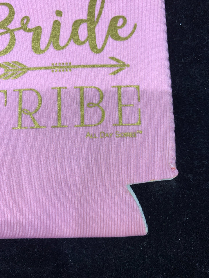 4 PINK BRIDE TRIBE DRINK HOLDERS.