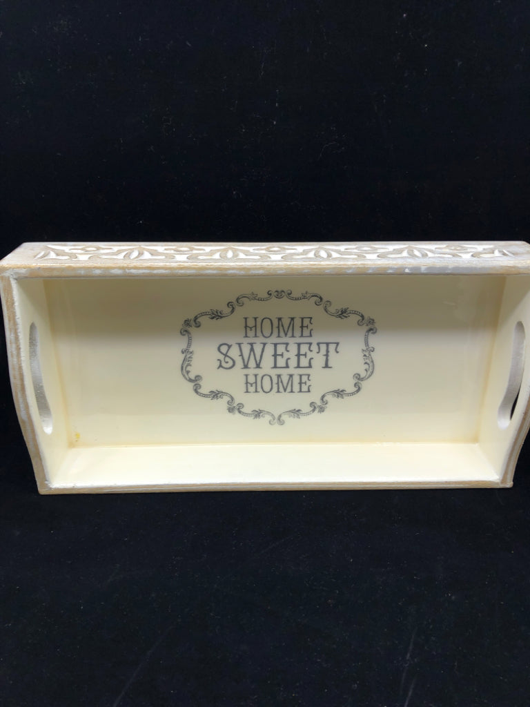 HOME SWEET HOME GREY DISTRESSED TRAY W HANDLES.