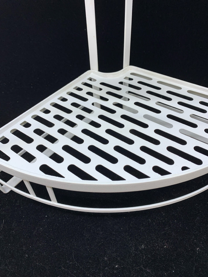 2 TIER WHITE METAL CORNER SHELF.