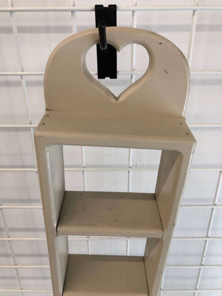 SM WALL SHELF W/HEART CUT-OUT.