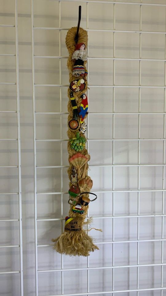 WOVEN ROPE WITH CUBAN ORNAMENTS WALL HANGING.