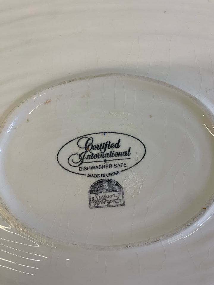 COLORFUL ROOSTER PLATTER W/RED BORDER- SUSAN WINGETS.